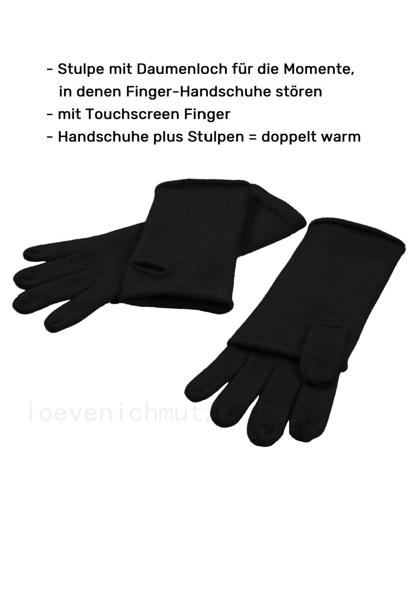 Kaschmir-M&#252;tze, Handschuh + Schal mit geometrischem Muster - Schwarz Verkauf